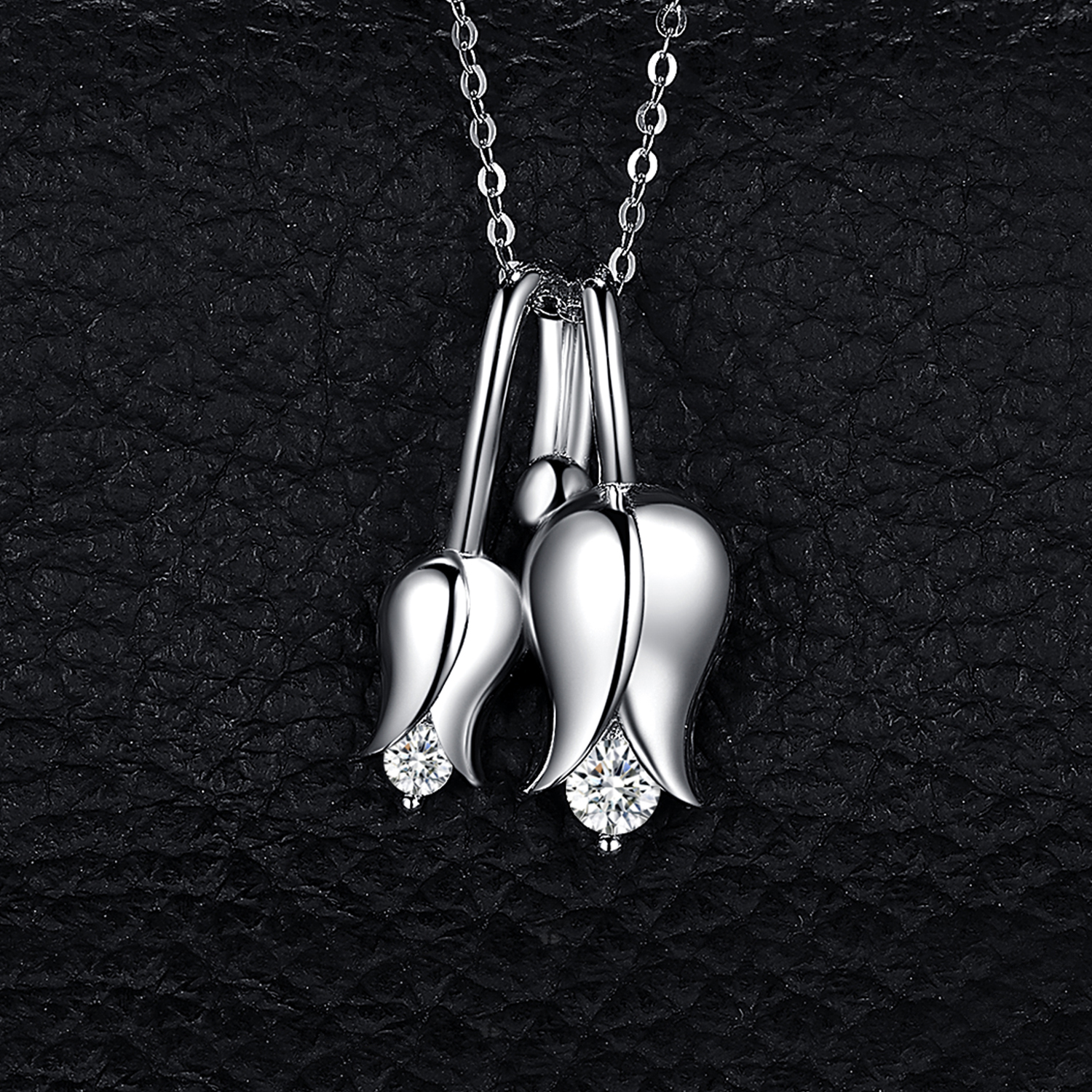 Happiness Lily of the Valley Cubic Zirconia Pendant Necklace Chain JewelryPalace