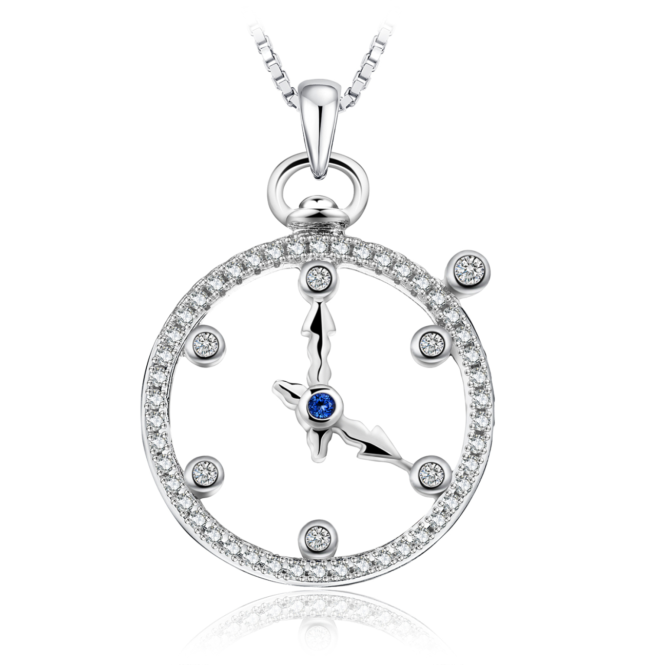 JewelryPalace Created Sapphire Milgrain Circular Clock Charm Pendant N