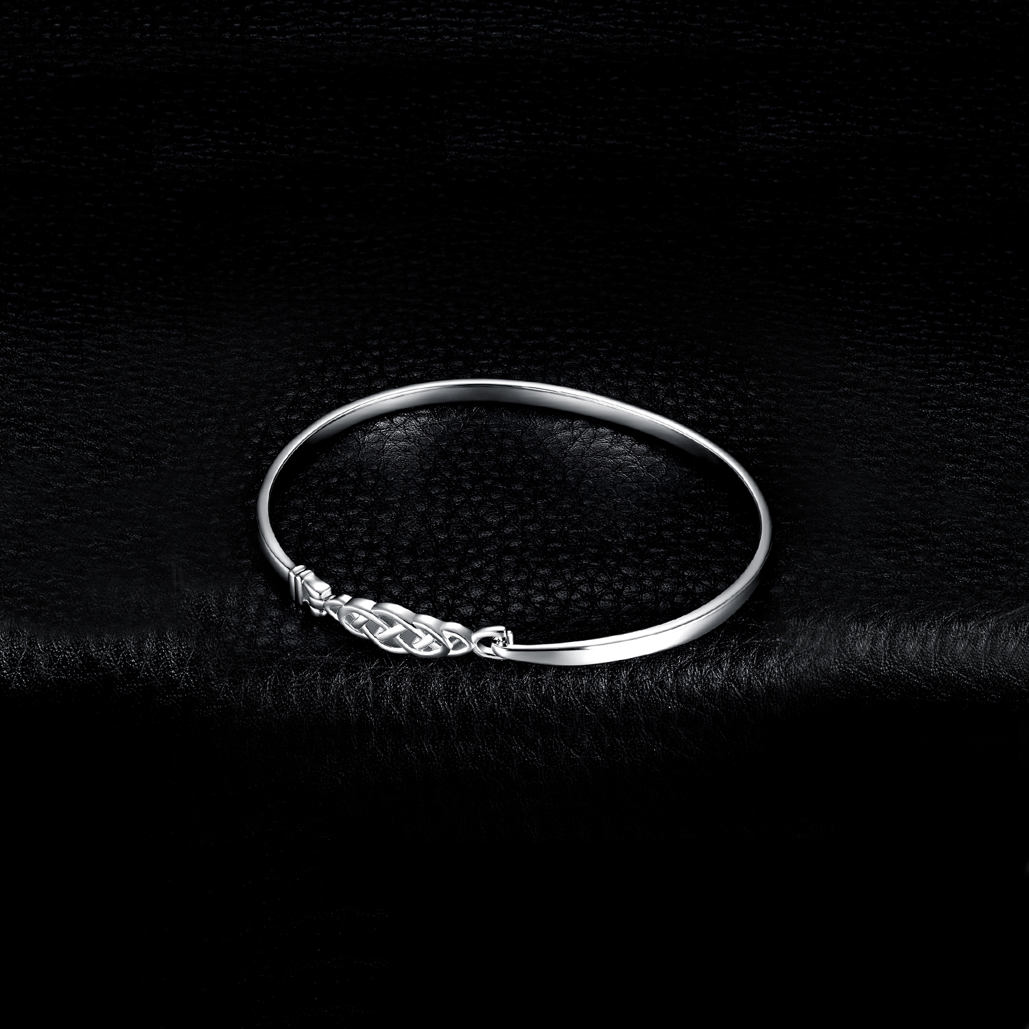 Celtic Love Knot Bangle Bracelet Sterling Silver JewelryPalace