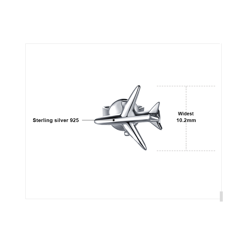 Asymmetric Airplane Thread Stud Earrings 925 Sterling Silver JewelryPalace