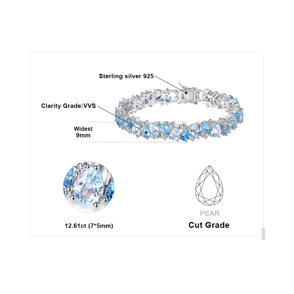 Luxury 23ct Multi Swiss London Blue Topaz Link Tennis Bracelet 925 Sterling Silver JewelryPalace