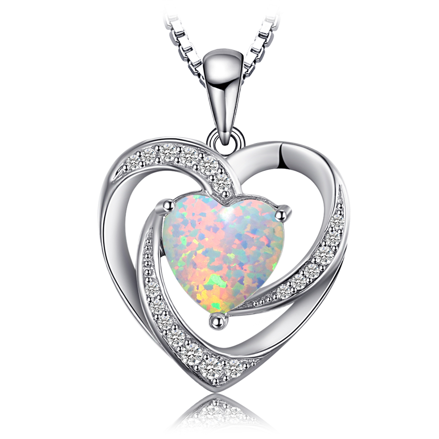 2.54ct Created Opal Pendant Necklace Sterling Silver Box Chain JewelryPalace