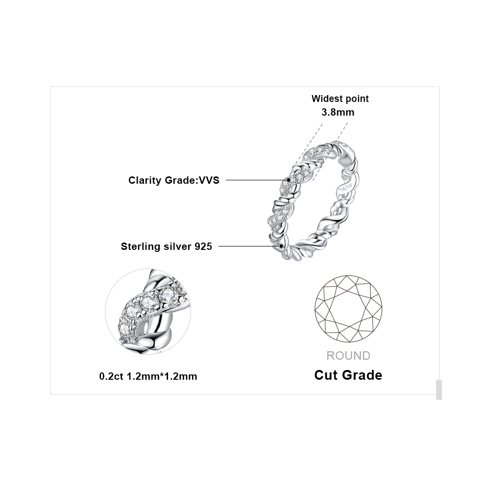 Cubic Zirconia Twist Wedding Engagement Ring Sterling Silver JewelryP