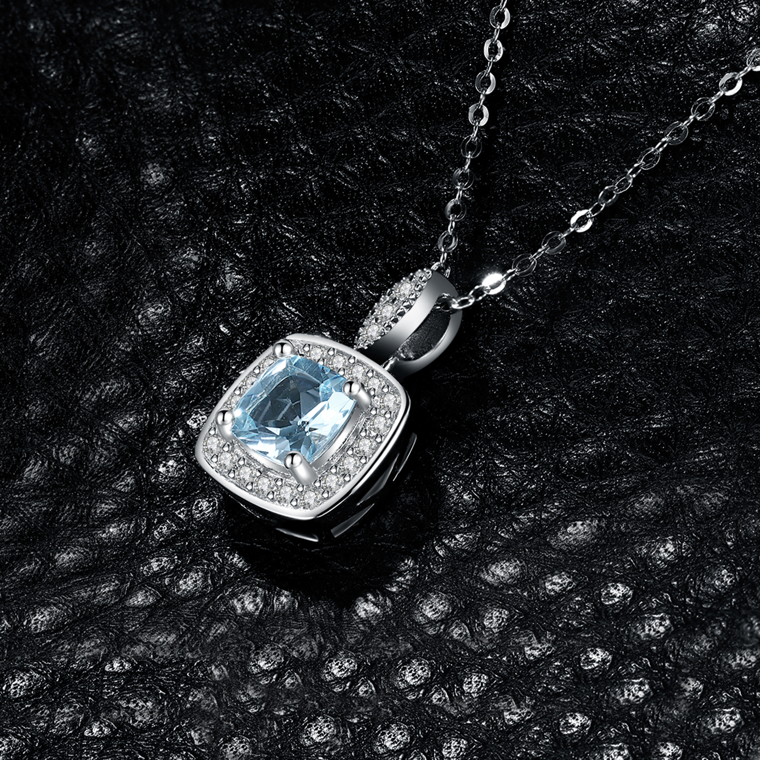 1.2ct Cushion Cut Genuine Topaz CZ Pendant Necklace Sterling Silver JewelryPalace