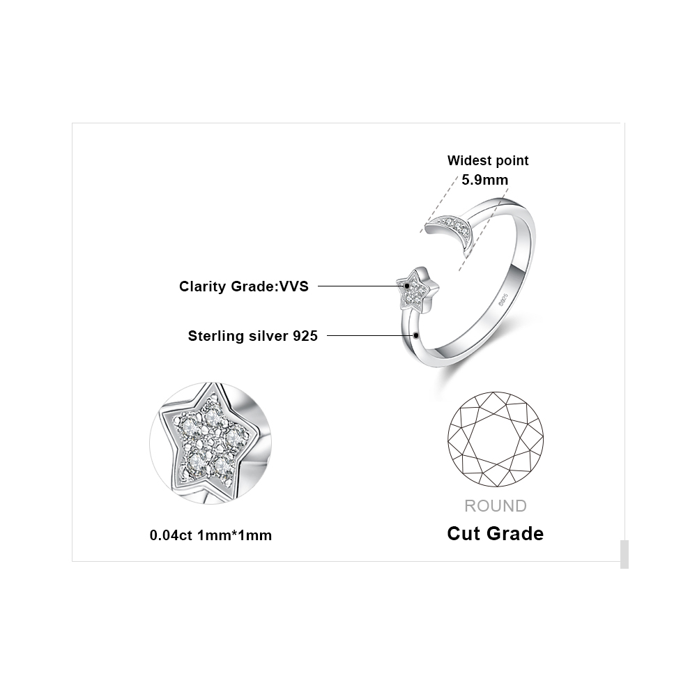 Cubic Zirconia Open Promise Wedding Ring 925 Sterling Silver JewelryPalace