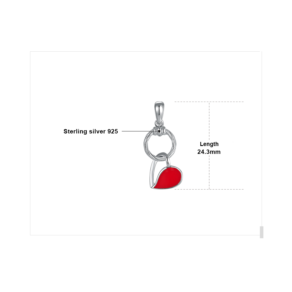 Enamel Heart Ring Circle Dangle Pendant Necklace Chain Sterling Silver JewelryPalace