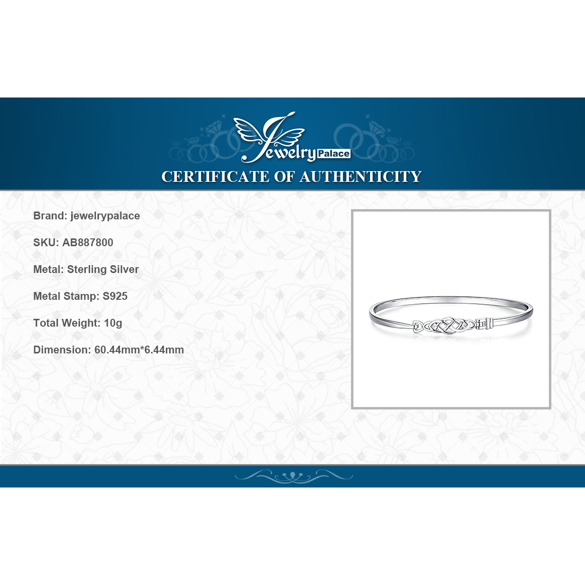 Celtic Love Knot Bangle Bracelet Sterling Silver JewelryPalace