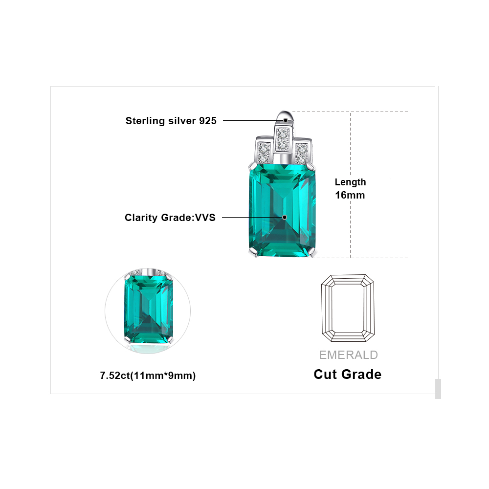 JewelryPalace 7.6ct Emerald Cut Nano Russian Simulated Emerald Clip On Earrings 925 Sterling Silver