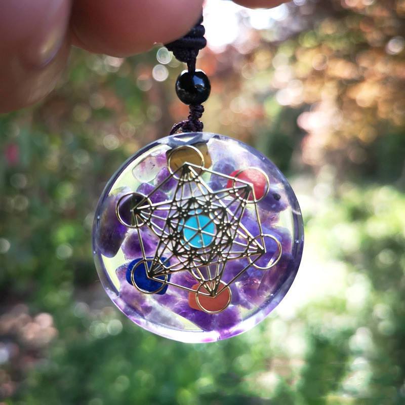 七脈輪奧根吊墜項鏈-紫晶-魔法塔羅
