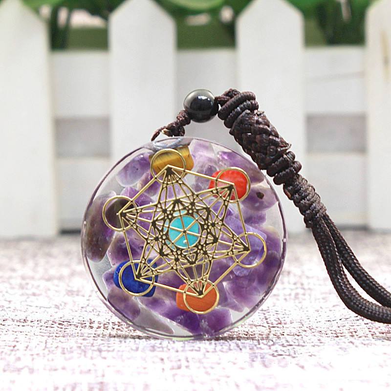 七脈輪奧根吊墜項鏈-紫晶-魔法塔羅