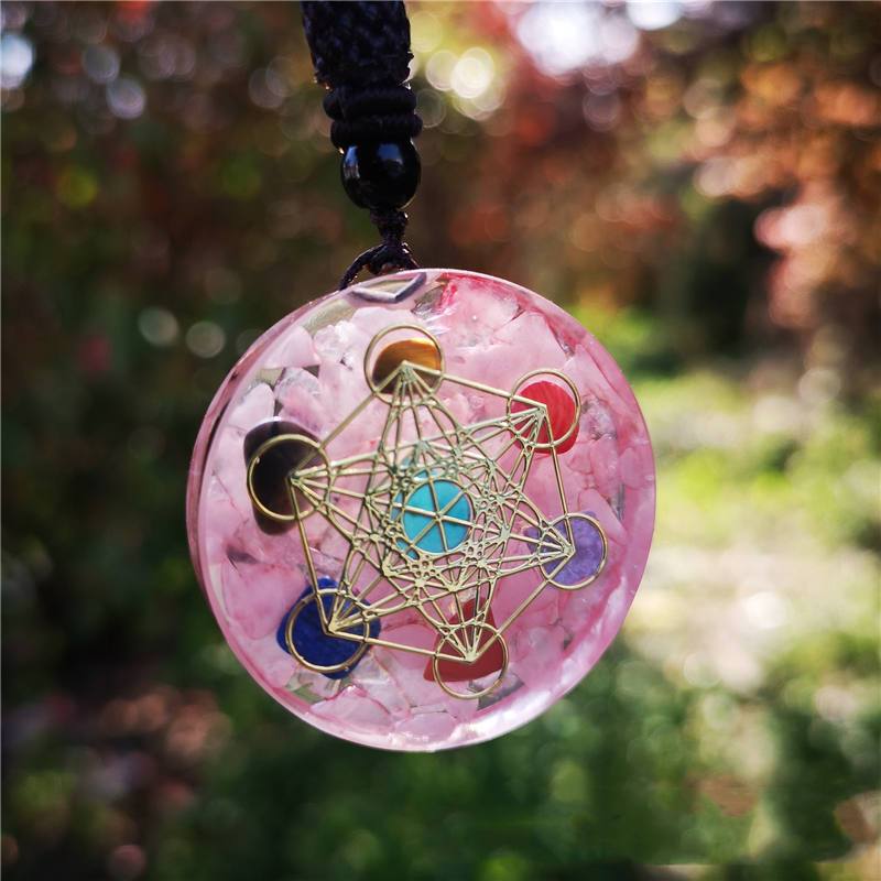 七脈輪奧根粉晶吊坠項鏈-魅力人緣-魔法塔羅