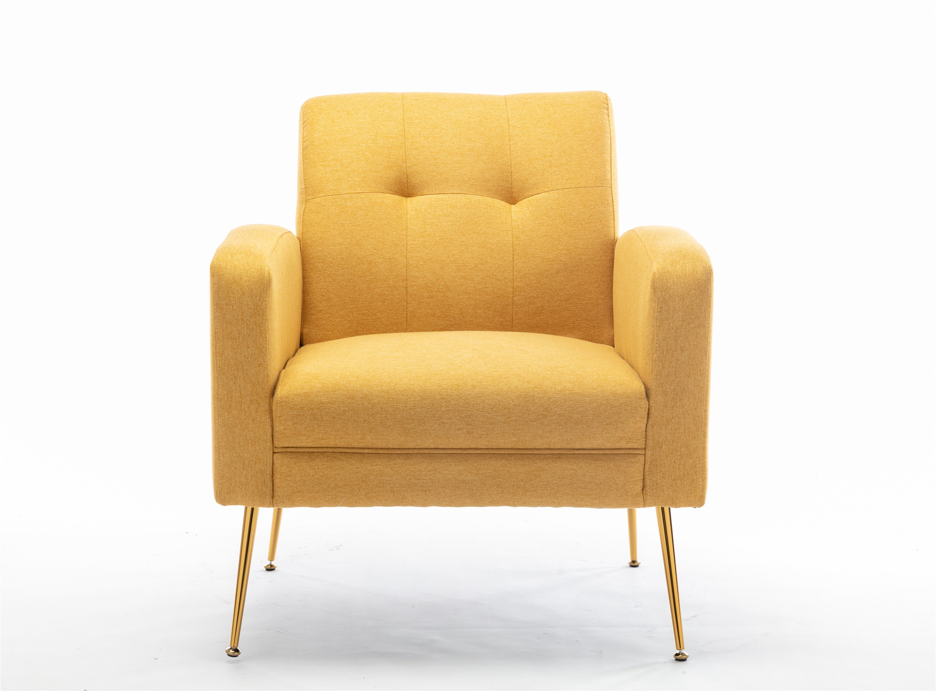 Modern Strip Tufting Linen Golden Metal Living Room Chair-CASAINC