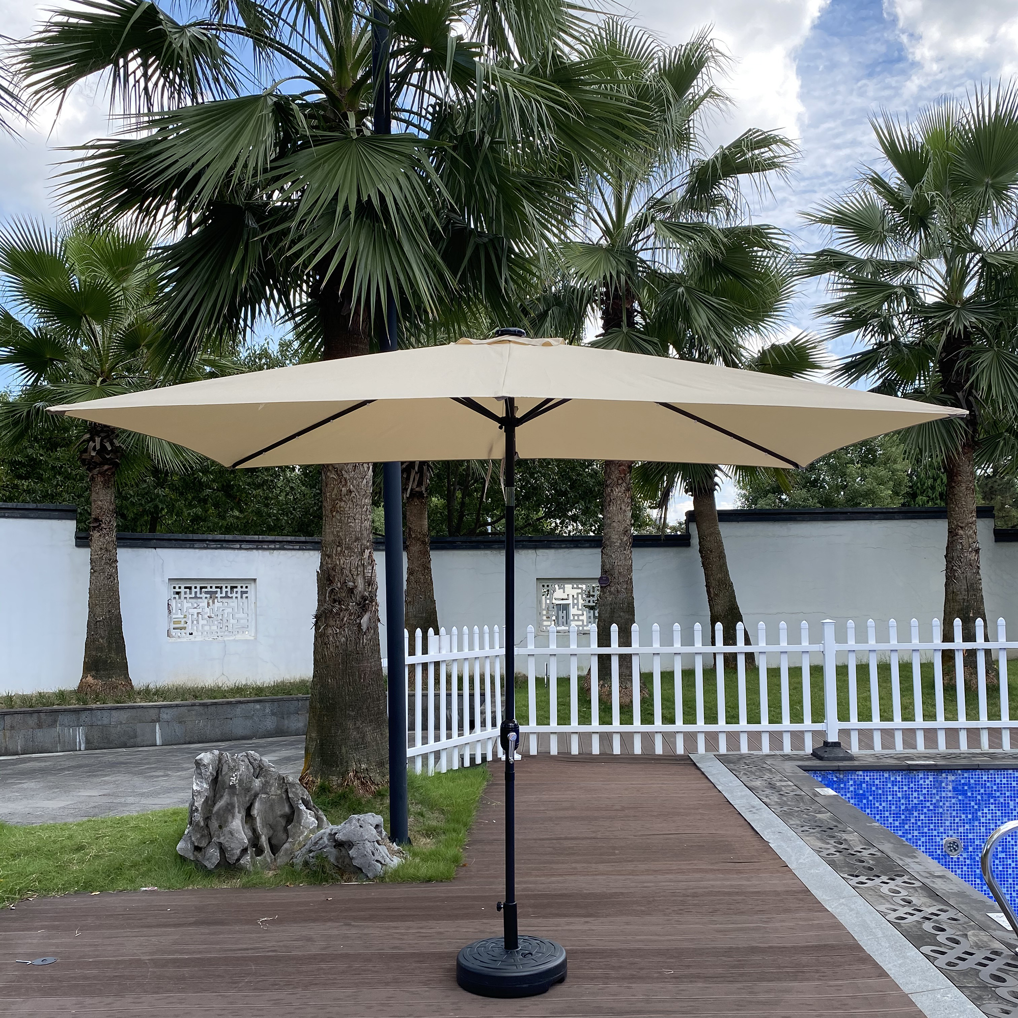 Casainc Outdoor Patio Umbrella 10 Ft x 6.5 Ft Rectangular with Crank Weather Resistant UV Protection Water Repellent Durable -CASAINC