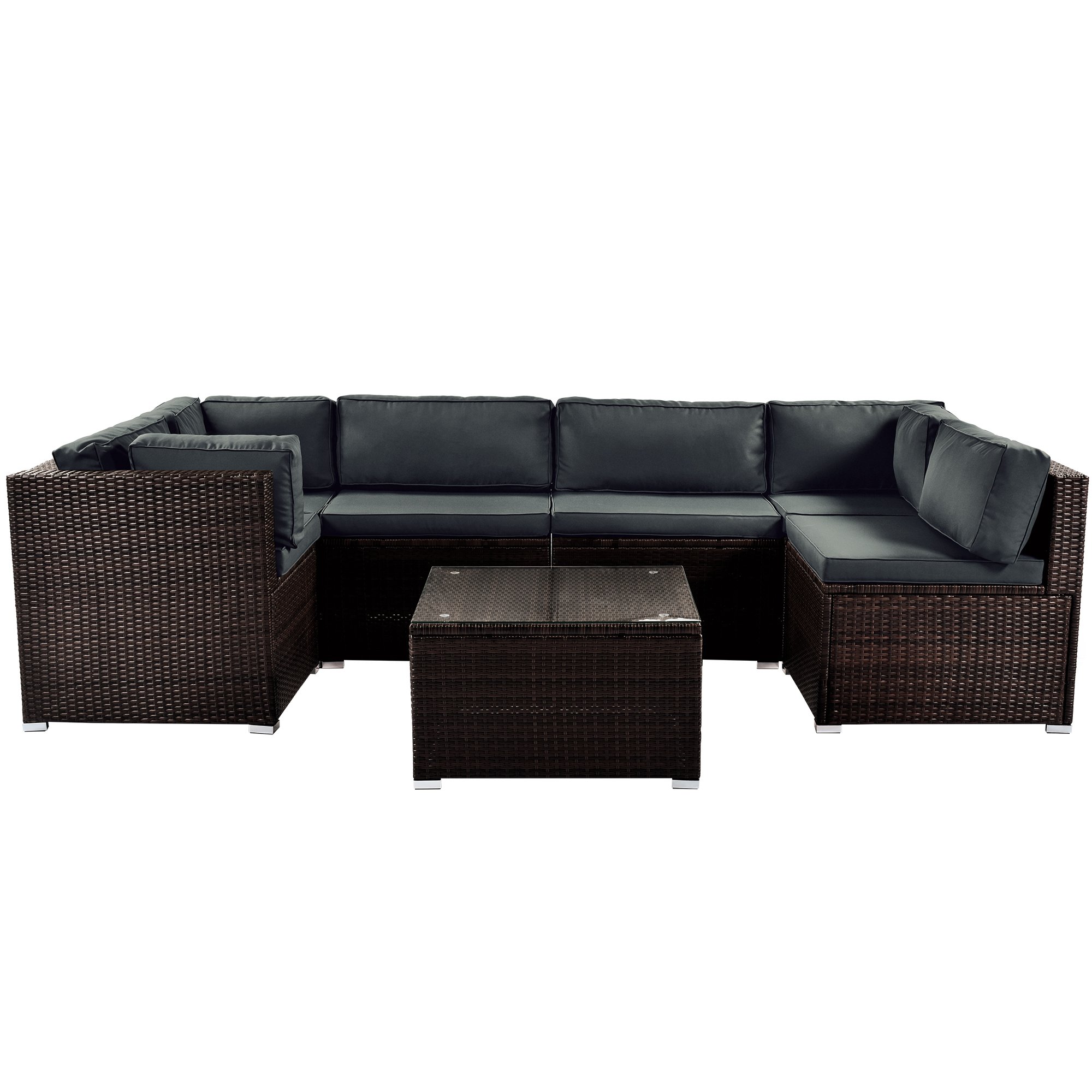 7-Piece Patio Furniture Set Outdoor Sectional Conversation Set with Soft Cushions-CASAINC