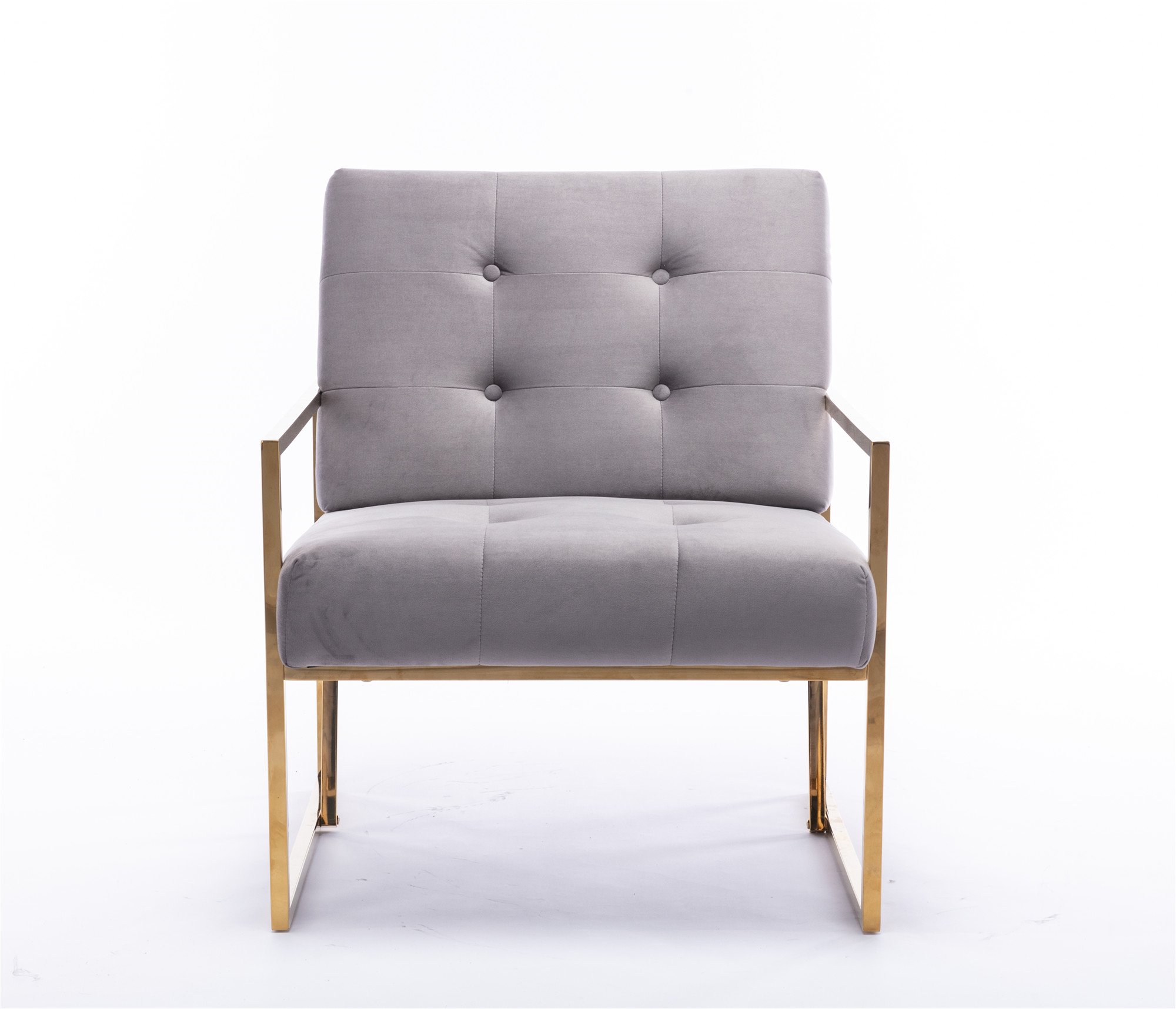 Modern Turfted Velvet Golden Metal Living Room Chair-CASAINC