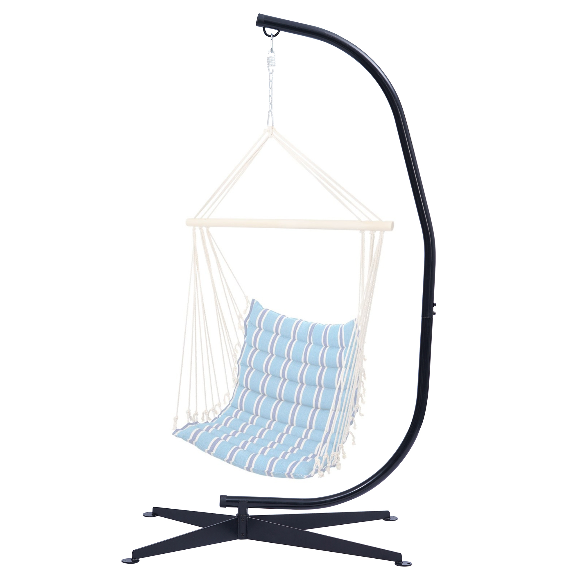 Casainc Hammock Chair Stand Only - Metal C-Stand for Hanging Hammock Chair,Porch Swing - Indoor or Outdoor Use - Durable 300 Pound Capacity,Black-CASAINC