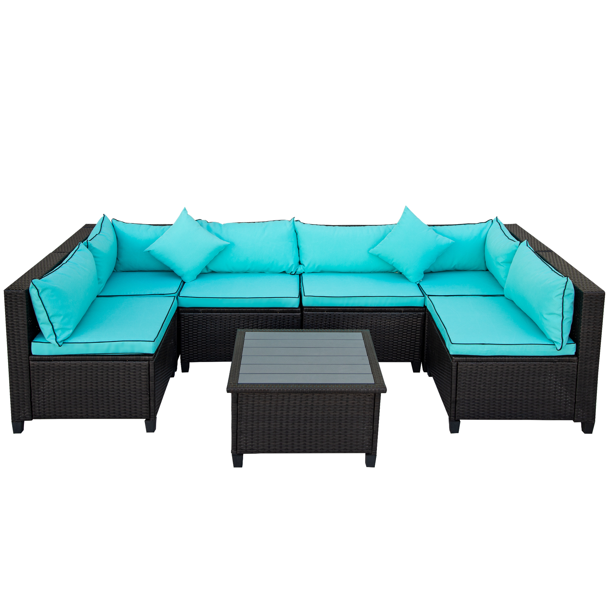 Casainc Quality Rattan Wicker Patio Set, U-Shape Sectional Outdoor Furniture Set with Accent Pillows and Cushions -CASAINC