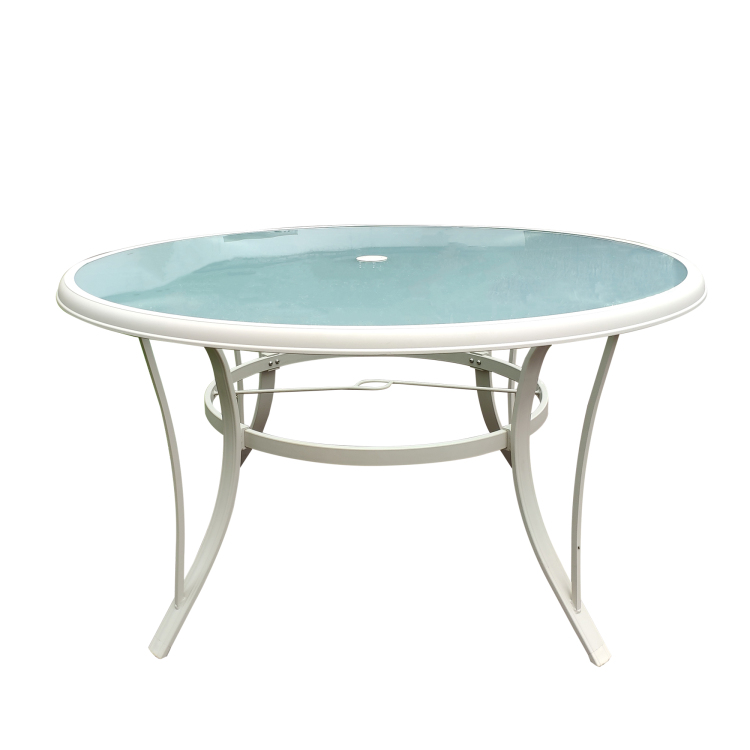 Casainc 51.2 in. Round Aluminum Outdoor Dining Table，Tempered glass
