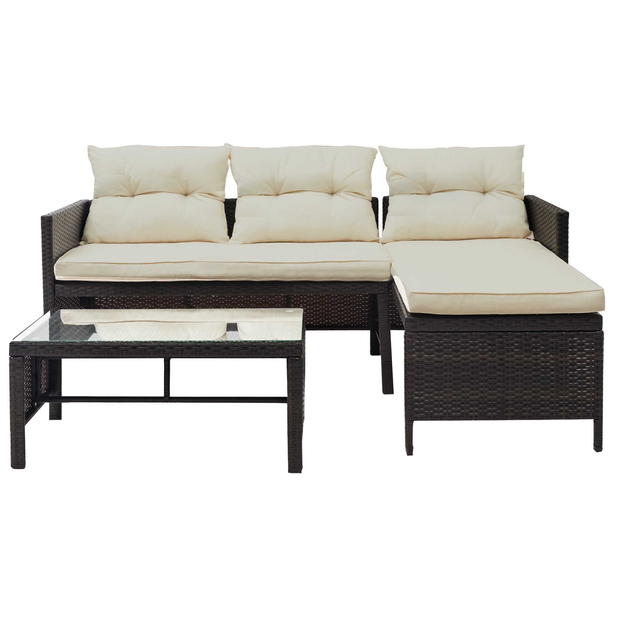 3 PCS Outdoor Rattan Furniture Sofa Set with cushions-CASAINC