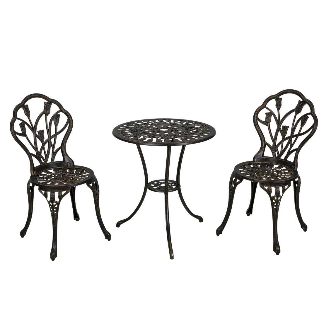 Casainc 3-Piece Aluminum Outdoor Bistro Set with Umbrella Hole