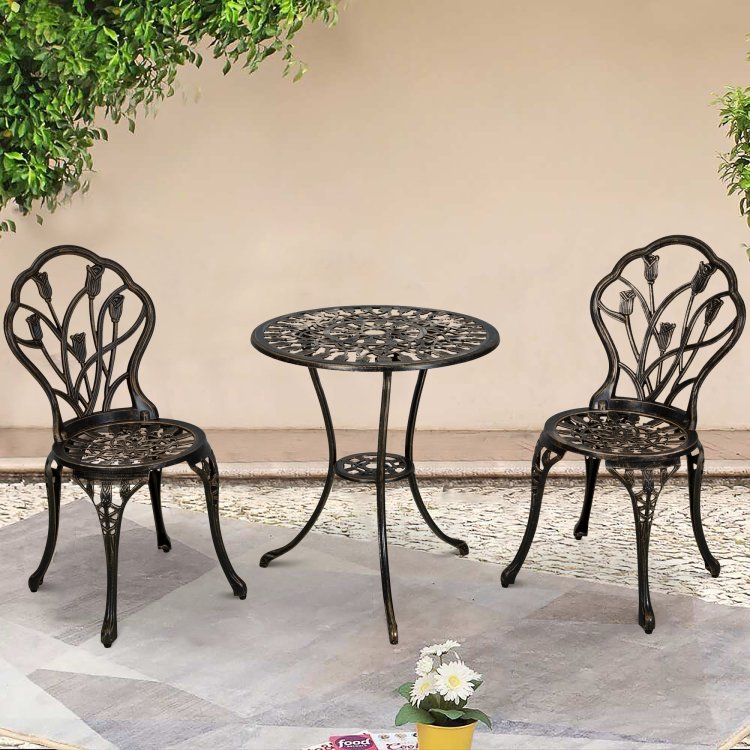 Casainc 3-piece Aluminum Outdoor Bistro Set With Umbrella Hole