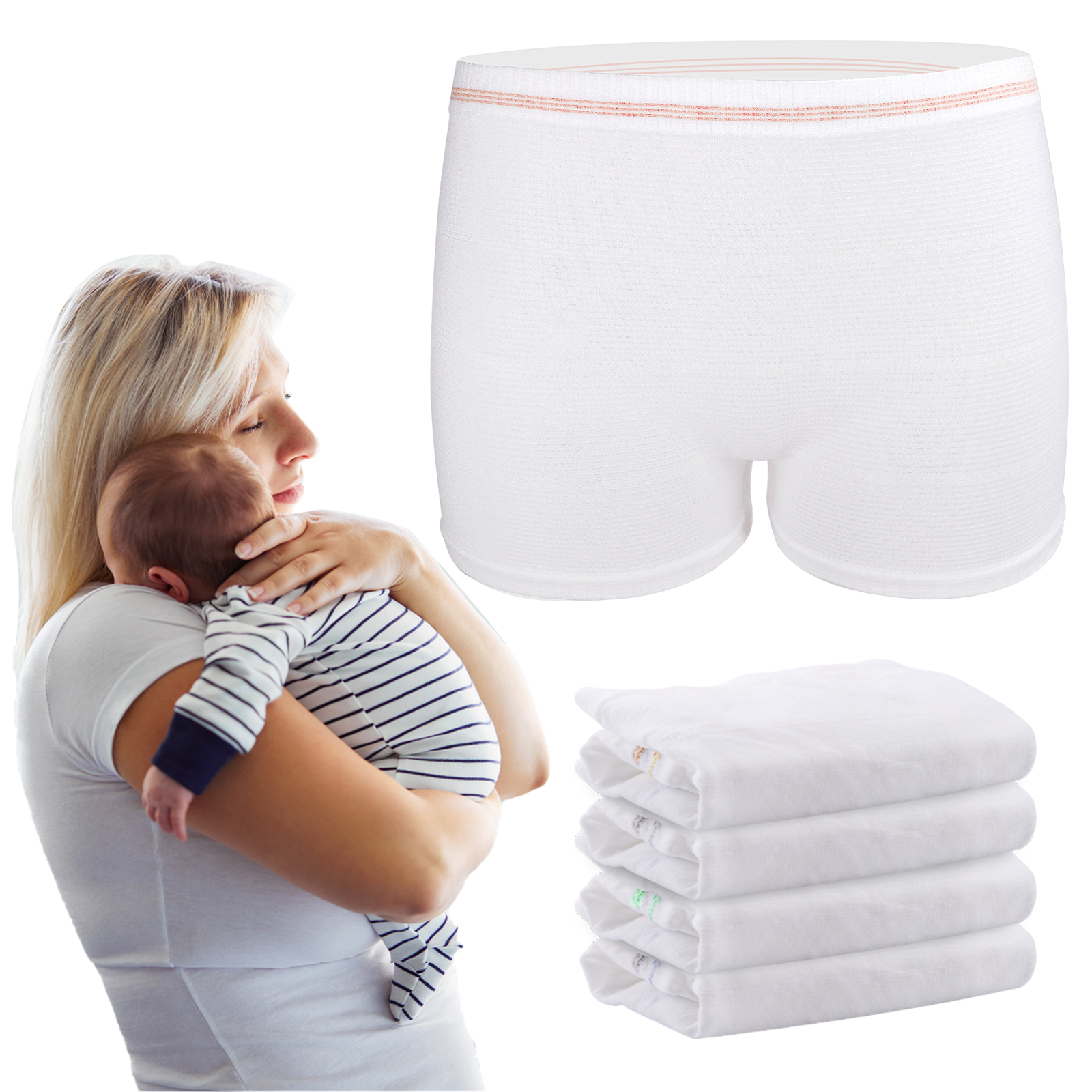 Mesh Maternity Underwear Pregnancy Panties Incontienece Short Boy Briefs 4 PCS -2455