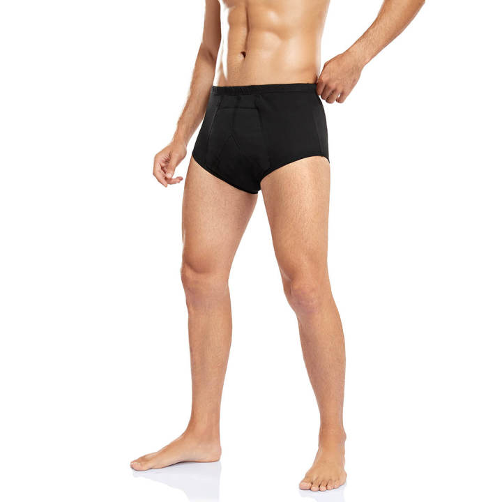 Leak Proof Mens Underwear Washable Absorbent Protective Briefs For