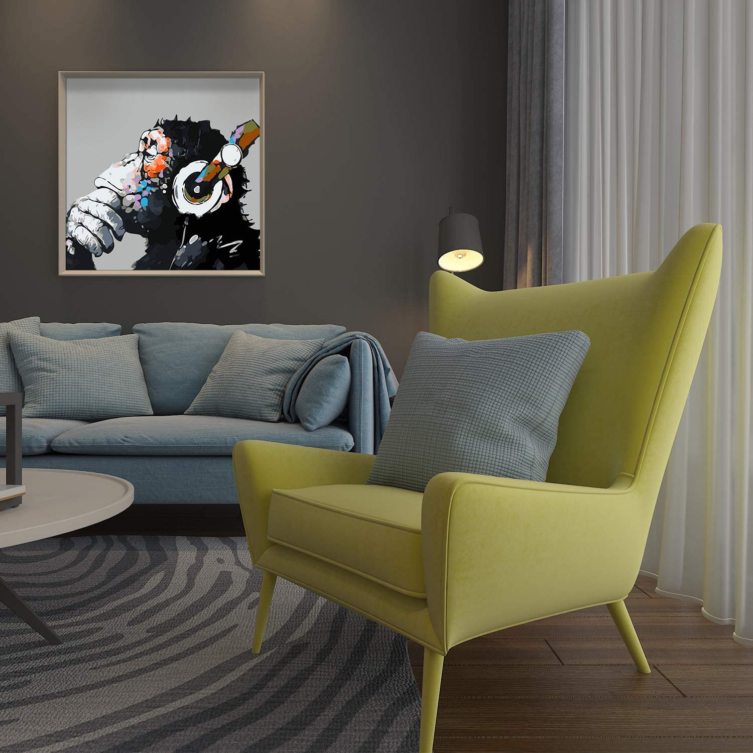 Musical Gorilla, Ginkko Paint by Numbers for Adults Kids Beginners Easy Acrylic on Canvas