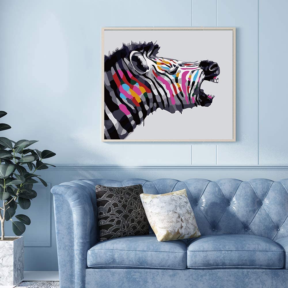 Zebra, Ginkko Paint by Numbers for Adults Kids Beginners Easy Acrylic on Canvas