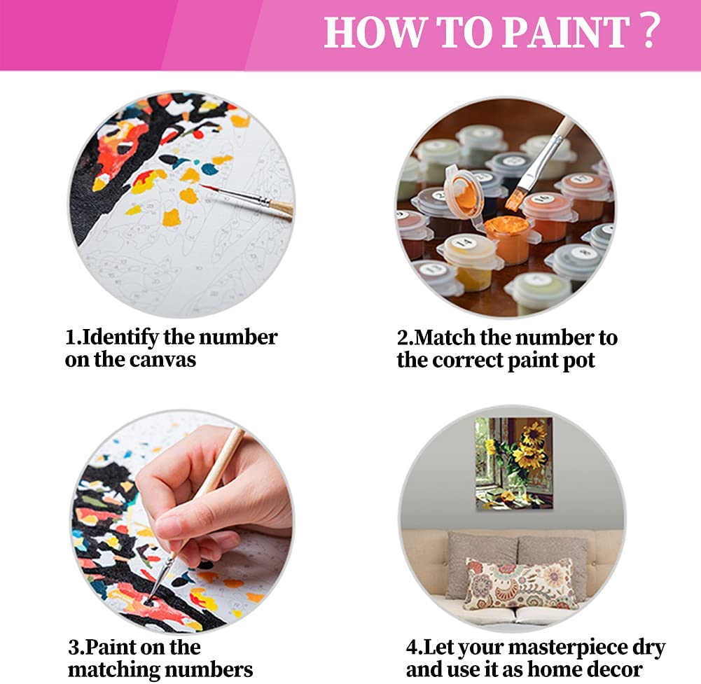 Ginkko DIY Paint by Numbers for Adults Beginner, Moon Easy Paint by Numbers for Beginner, Acrylic Watercolor Paint by Number for Kids, Painting by Numbers Perfect for Gift Decor 16x20 Inch