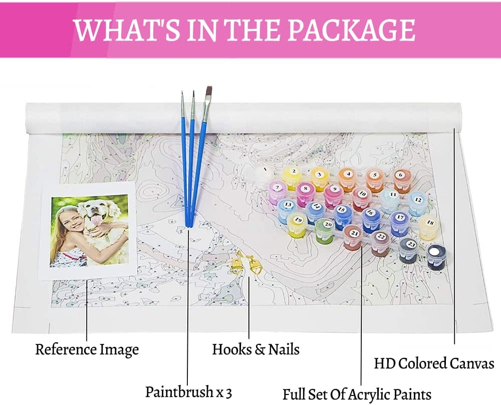 Ginkko DIY Paint by Numbers for Adults Beginner, Moon Easy Paint by Numbers for Beginner, Acrylic Watercolor Paint by Number for Kids, Painting by Numbers Perfect for Gift Decor 16x20 Inch