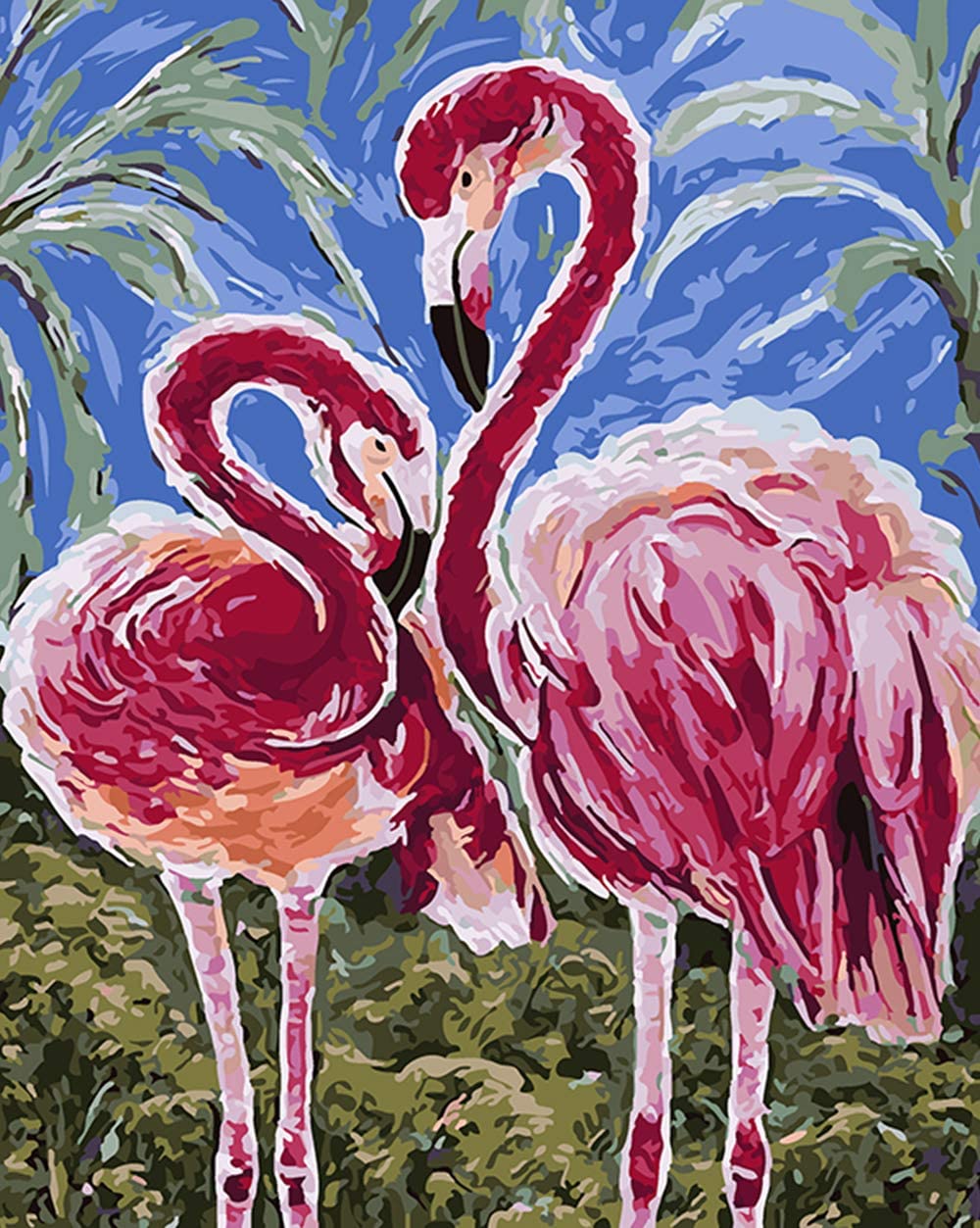 Flamingo 02, Ginkko Paint by Numbers for Adults Kids Beginners Easy Acrylic on Canvas