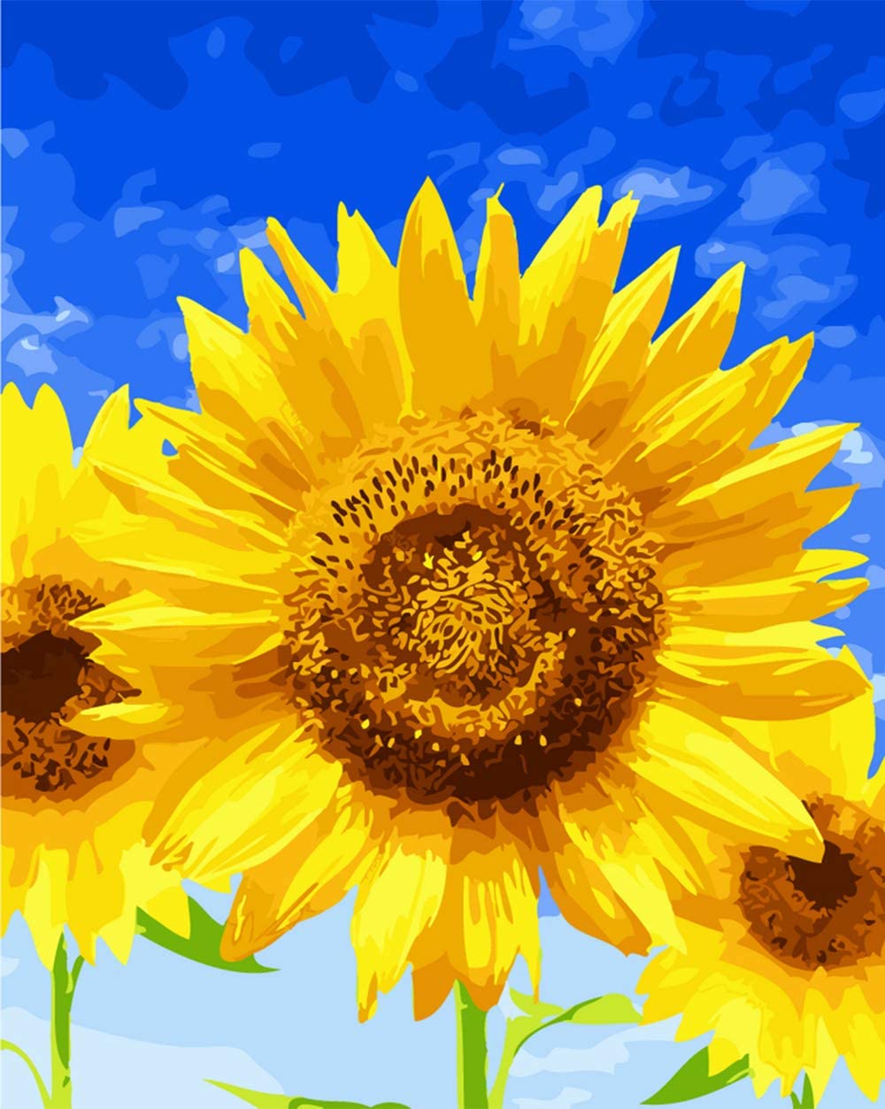 Sunflower Blue Sky, Ginkko Paint by Numbers for Adults Kids Beginners Easy Acrylic on Canvas