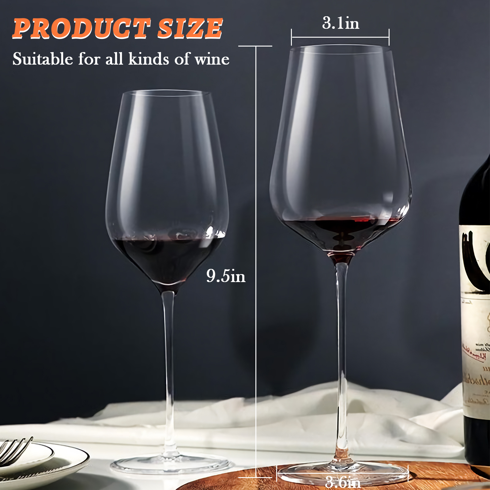 Buy VILON Italian Style Red Wine Glasses - 18 Ounce - Lead Free - Shatter  Resistant - Wine Glass Set of 4 Clear