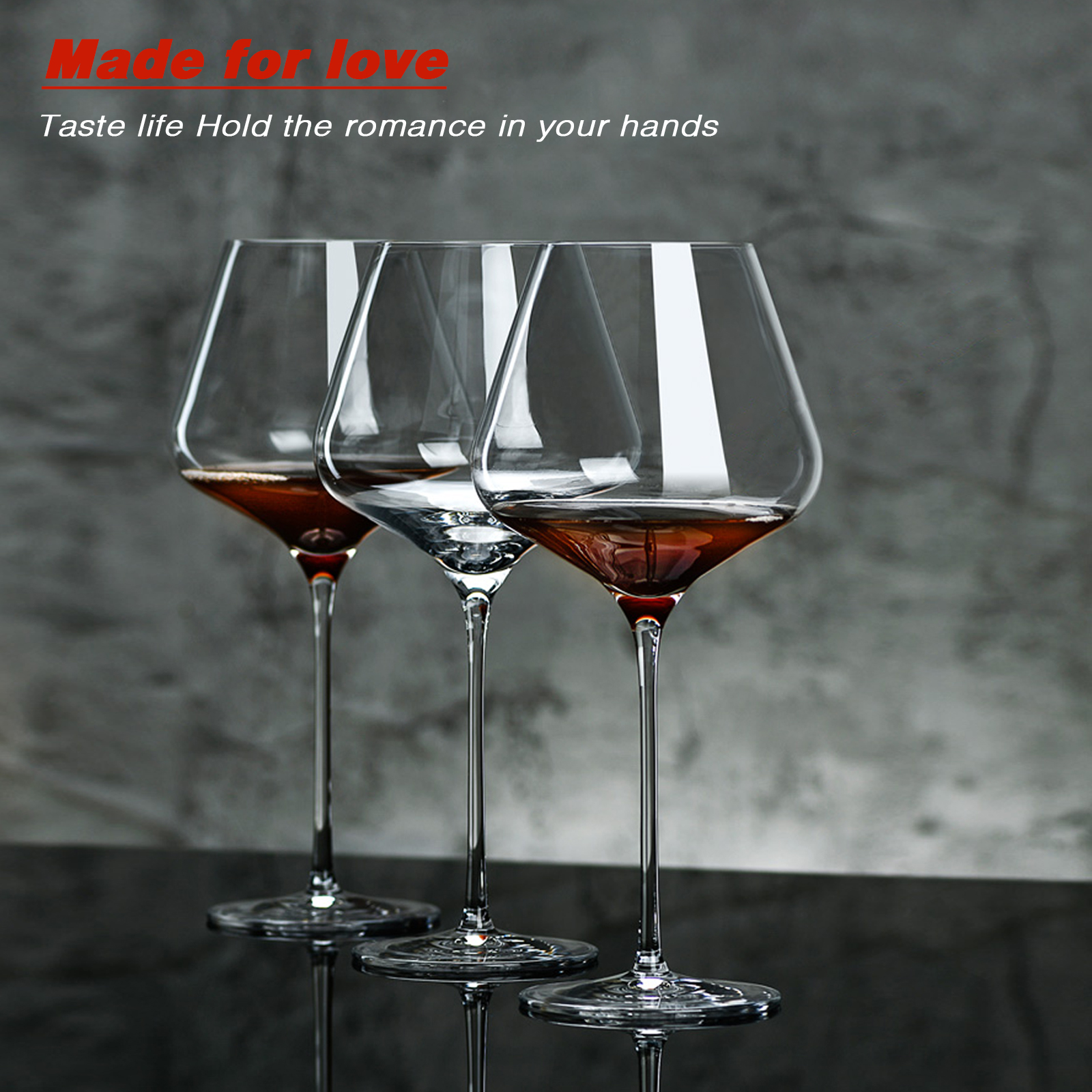 matchmaker Lejlighedsvis Orkan Physkoa Red Wine Glasses set of 4 - Hand Blown Crystal Big Wine Glasse