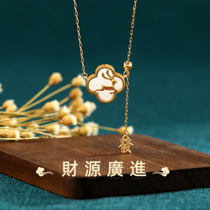七夕情人節丨古風系列 · 「一鹿發四葉草」項鍊  禮物推薦-VANA氛圍飾品