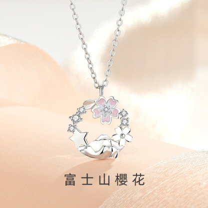 七夕情人節丨如花綻放 ·「富士山櫻花」項鍊  禮物推薦-VANA氛圍飾品