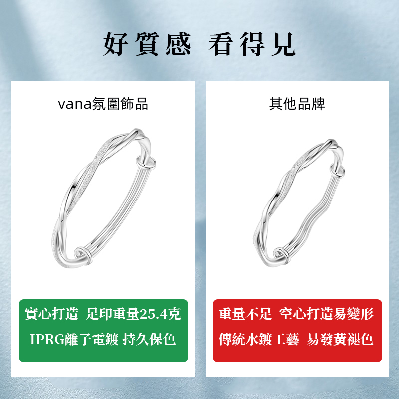 七夕情人節丨「莫比烏斯」足銀999手鐲  禮物推薦-VANA氛圍飾品