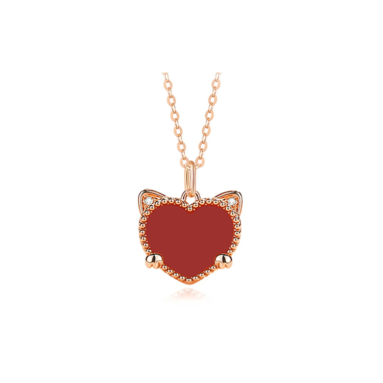 母親節 × 520丨【18K金】愛心鑽石貓咪項鍊 加碼贈好禮 禮物推薦-VANA氛圍飾品