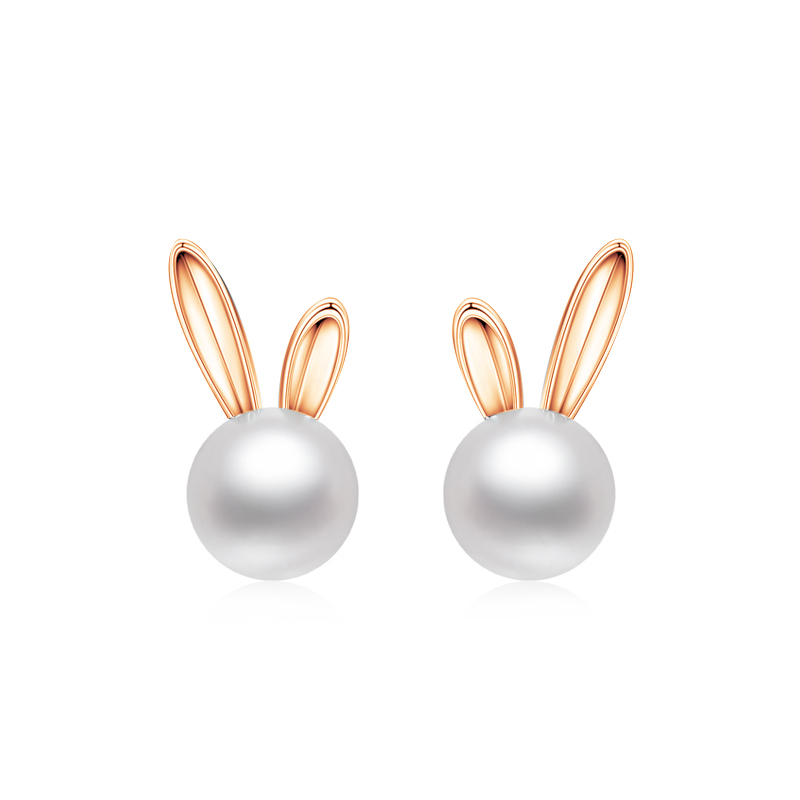 聖誕節禮物丨兔兔珍珠耳釘【純銀】 禮物推薦-VANA氛圍飾品