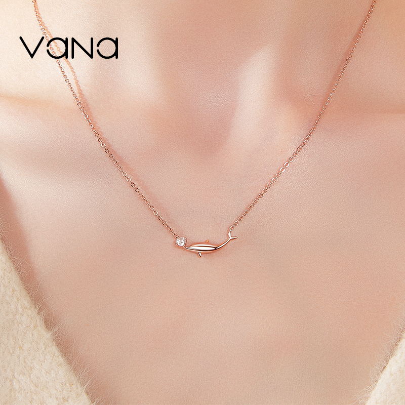 超質感好物丨海豚之戀項鍊 生日禮物【純銀藍色鋯石】客製化   禮物推薦-VANA氛圍飾品