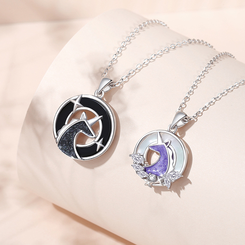 七夕情人節丨追逐星光 · 「以夢爲馬」情侶項鍊 2入組  禮物推薦-VANA氛圍飾品