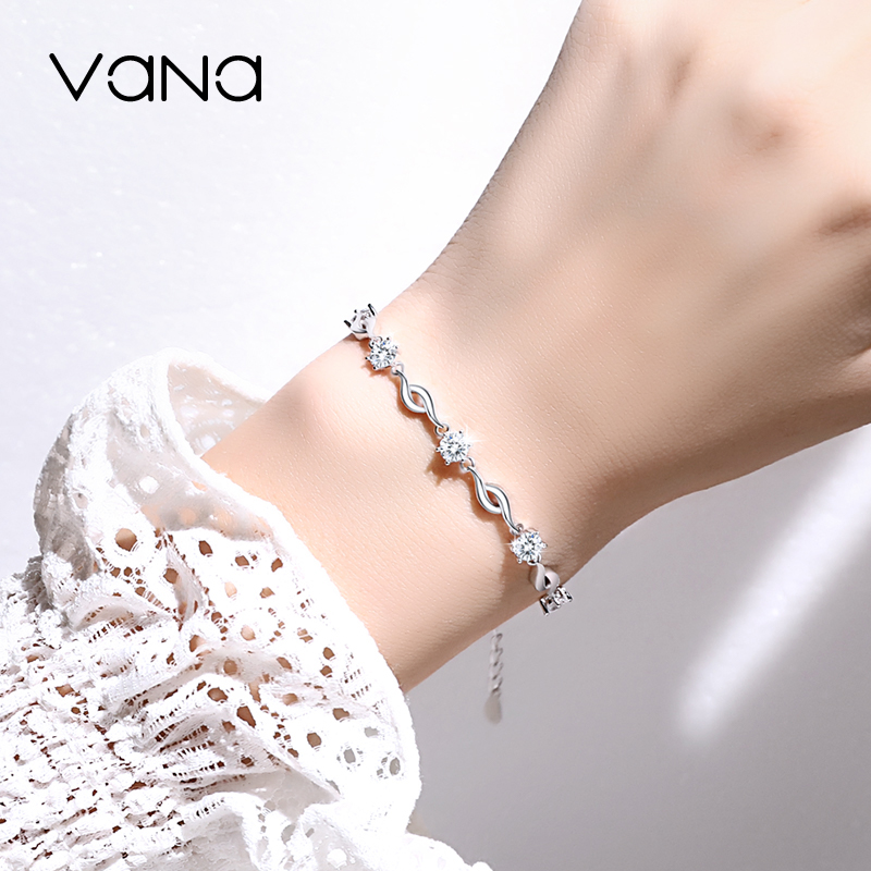 超質感好物丨水晶之戀鑲鑽輕奢手鍊 【純銀】  禮物推薦-VANA氛圍飾品