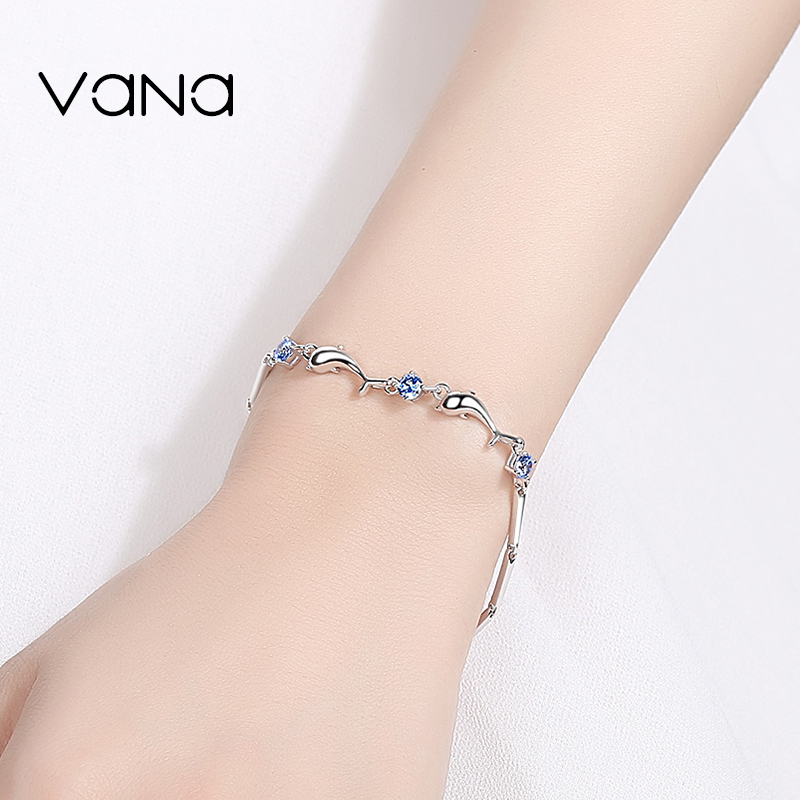 超質感好物丨海豚之戀手鍊 情人節禮物【純銀藍色鋯石】  禮物推薦-VANA氛圍飾品