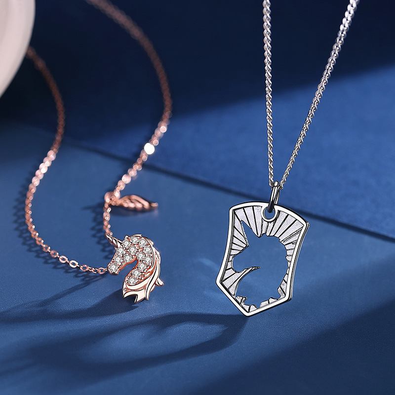 七夕情人節丨為你守護 · 「獨角獸」情侶項鍊（2入組）  禮物推薦-VANA氛圍飾品