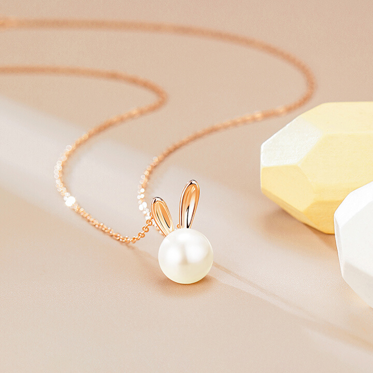 七夕情人節丨兔耳珍珠項鍊  禮物推薦Rabbit-VANA氛圍飾品