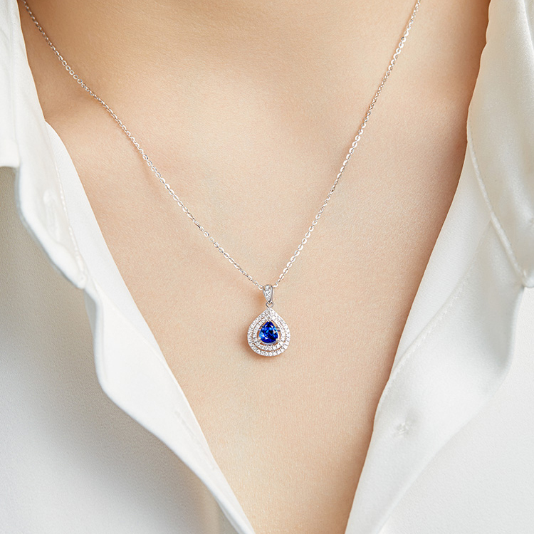 七夕情人節丨【奢華訂製款】18K金大海的餽贈「藍寶石」水滴項鍊  禮物推薦-VANA氛圍飾品