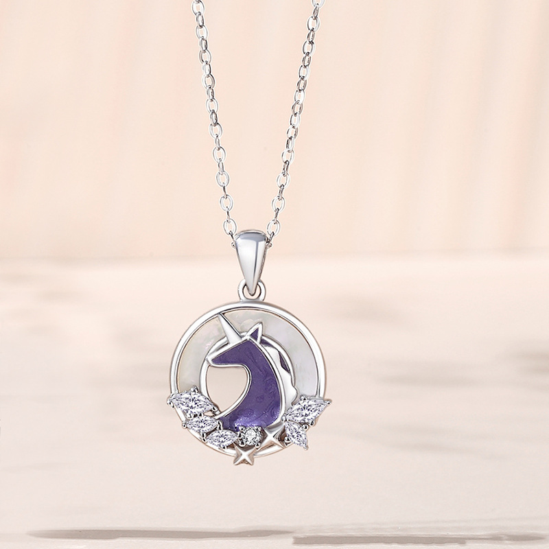 七夕情人節丨追逐星光 · 「以夢爲馬」情侶項鍊 2入組  禮物推薦-VANA氛圍飾品