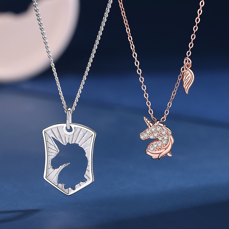 七夕情人節丨為你守護 · 「獨角獸」情侶項鍊（2入組）  禮物推薦-VANA氛圍飾品