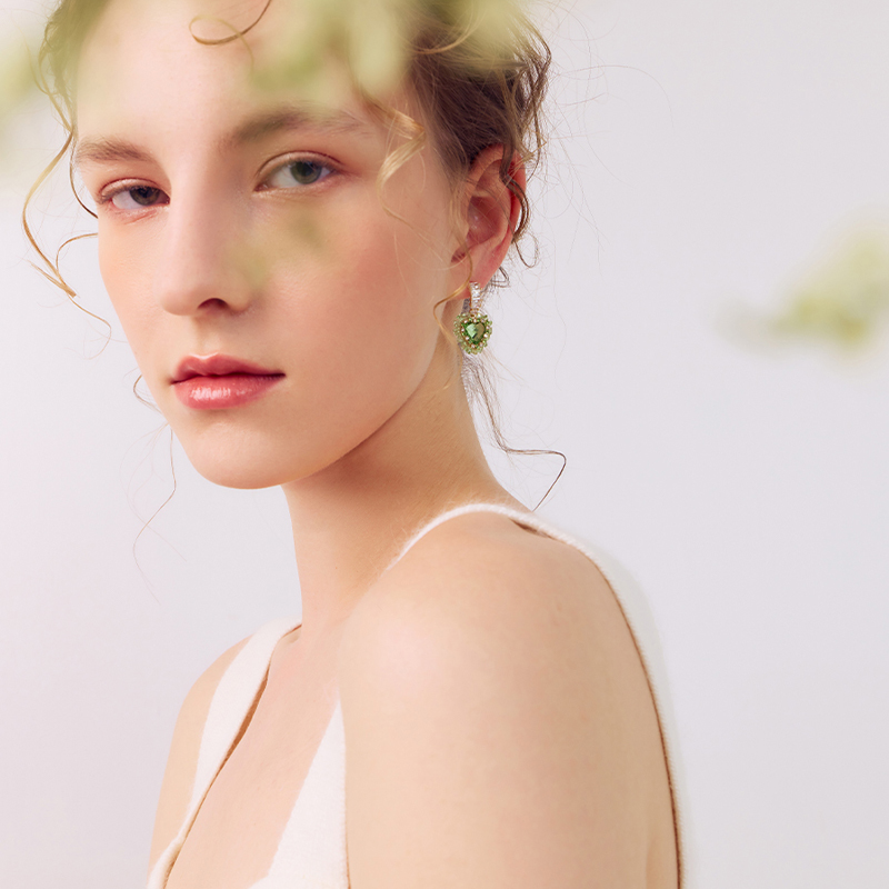 清冷綠色愛心耳環-FANYIACC